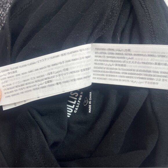 Hollister Long Sleeve Sheer Patchwork Top Womens Small Black Metallic New WOT - Picture 7 of 7